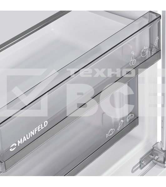 Встраиваемый холодильник Maunfeld MBL177SWGR Inverter белый однокамерный 322 л без морозилки