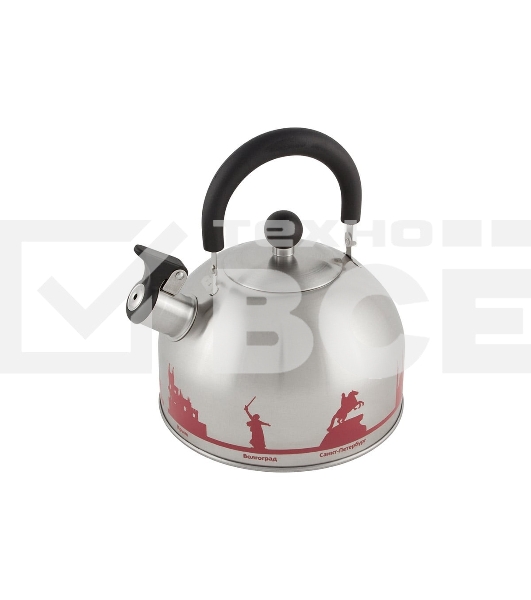 Чайник из нерж. стали MALLONY ГОРОДА РОССИИ со свистком 2,5 л, с рисунком, меняющим цвет