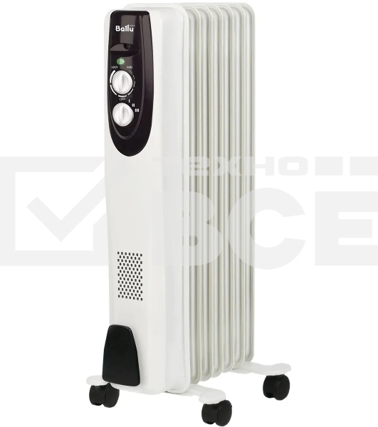 Обогреватель масляный Ballu Classic BOH/CL-07WRN (7 секций), белый, 1500 Вт, 20 м2, термостат