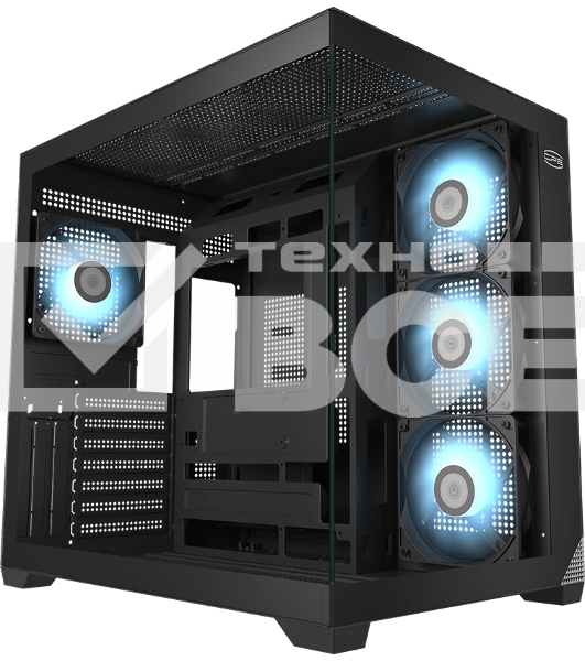 Корпус без блока питания PCCooler C3T700 BK, Midi-Tower, TG, no fans, 1xUSB-A 3.0 + 1xUSB-A 2.0 + 1xUSB-C, ATX, mATX, mITX черный
