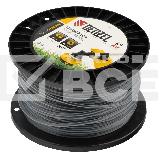 Леска для триммера Denzel двухкомпонентная круглая, 4,0мм х 69м, на DIN катушке EXTRA CORD