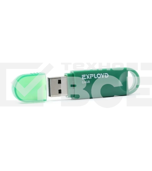 Флешка USB Exployd 570 Green (EX-64Gb-570-Green), 64Gb, USB 2.0, R/W 15/8, зеленый