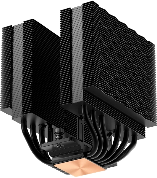 Кулер для процессора PCCooler RT620 PRO BK (250W, 4-pin PWM, 153mm, Al/Cu, 6x6mm, 2x120mm, 73.32CFM, 34.9dBA, 2200RPM, S: 1851/1700/1200/115X, AM5/AM4, черный)