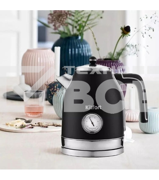Чайник электрический Kitfort КТ-6102-1 черный с серебром