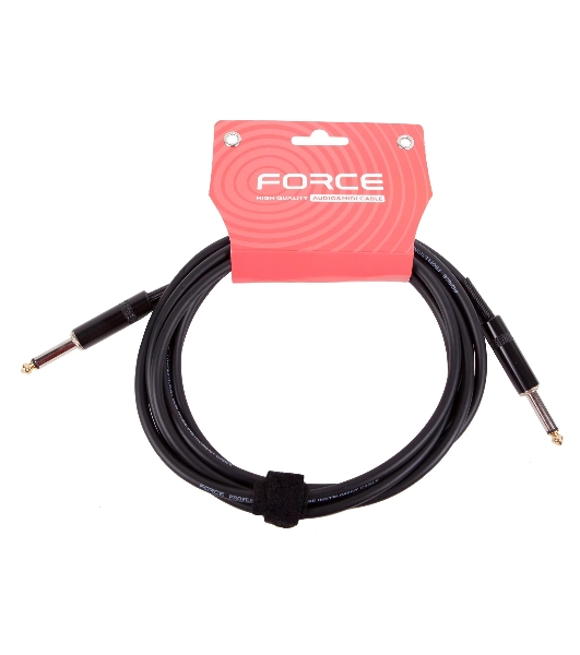 Кабель гитарный FORCE FGC-05/31/4' TS Jack - 1/4' TS Jack, высококачественный, малошумящий с проводниками из безкислородной меди OFC, диаметр 6 мм, металлические разъемы, длина 3 м