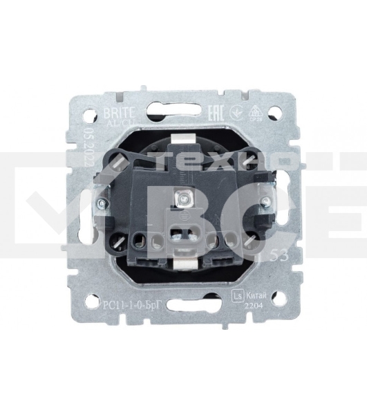 Розетка 1-местная IEK BRITE РС11-1-0-БрШ (BR-R11-16-K37) с заземлением, без защитных шторок, 16А, шампань