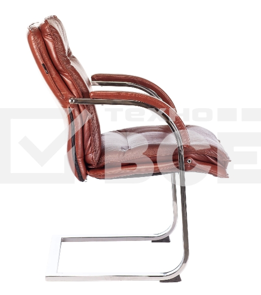 Кресло офисное Бюрократ T-9927SL-LOW-V Leather Eichel светло-коричневый, кожа, низк. спин. полозья металл хром
