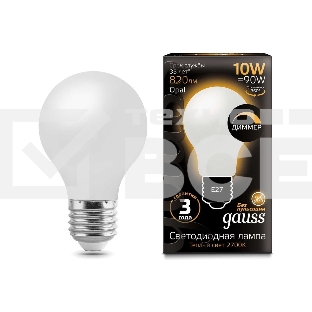 Лампа светодиодная LED GAUSS 102202110-D Filament A60 OPAL dimmable E27 10W 820lm 2700К 1/10/40