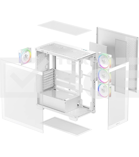 Компьютерный корпус Deepcool CG580 4F V2 WH без БП, боковое окно (панорама), 4x120мм ARGb PWM вентилятора, белый, ATX (R-CG580-WHADA4-G-2)