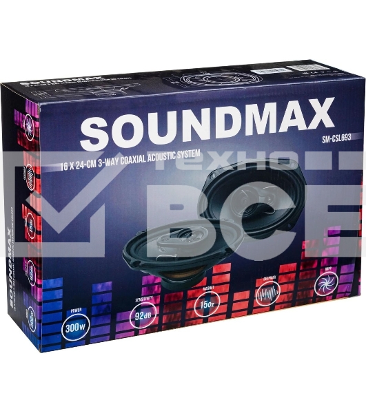 Колонки автомобильные Soundmax SM-CSL693 4Ом 15x23см (6x9дюйм) (ком.:2кол.) коаксиальные трехполосные