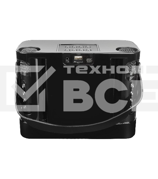 Переносная караоке система TRS2402 iconBIT K902B Колонка 10Вт, 2 микрофона Bluetooth, световые эффекты, аккумулятор в колонке 3000mAh и микрофонах, 22.3*9.6*15.7CM, черный