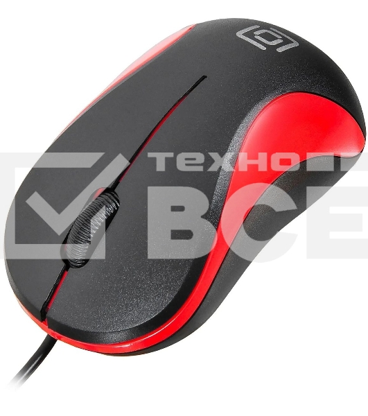 Мышь проводная Oklick 115S черный/красный, 1200 dpi, USB, кнопки - 3