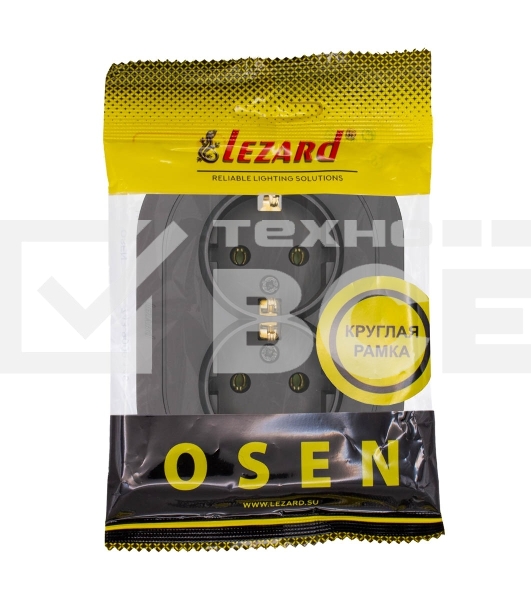 Розетка 2-м LEZARD СП OSEN с заземл. ПБТ, круглая, механизм, черный бархат 744-4200-127B