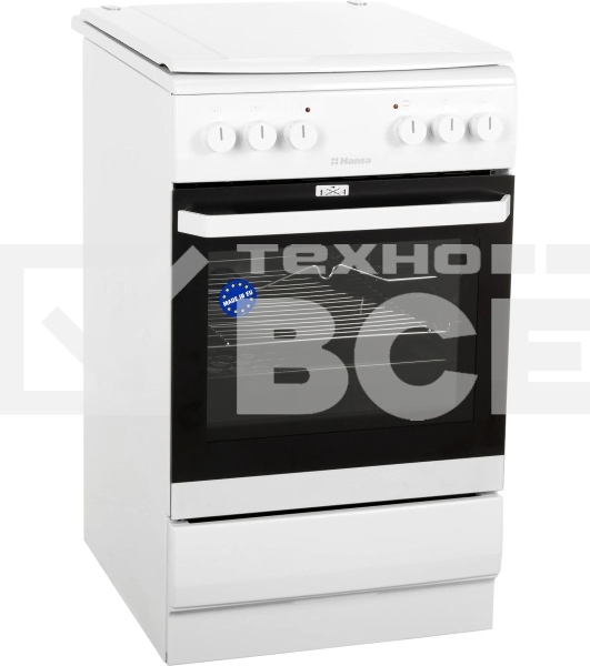 Плита электрическая Hansa FCEW54120 белый, конфорок 4 шт, духовка 62 л, 50 см x 85 см x 60 см