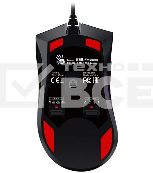 Мышь проводная A4Tech Bloody W90 Max черный, 10000 dpi, USB, кнопки - 10