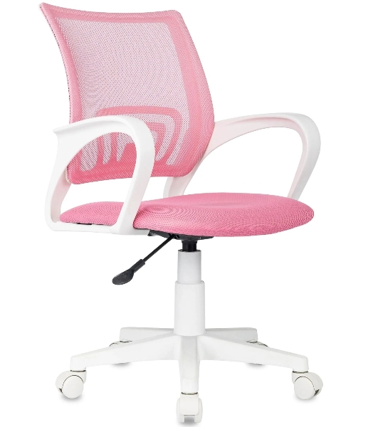 Кресло Domfy DK X-ROOM WH розовый TW-06A TW-13A сетка/ткань крестов. пластик белый