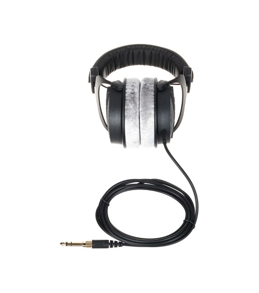 Проводные наушники Beyerdynamic DT 990 PRO 80 OHMS черный/серый, полноразмерные, открытая конструкция, велюровые амбушюры