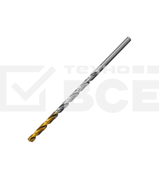 Сверло спиральное по металлу Denzel 4,5 х 126 мм, Р6М5, Golden Tip, удлиненное