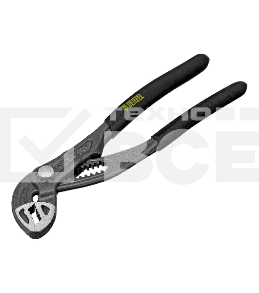 Клещи переставные Denzel кнопочный механизм, обливные рукоятки, 180 мм