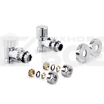 Набор термостатический для радиатора угловой Royal Thermo Design Pro 15 мм М30х1,5 (Хром), фото 1