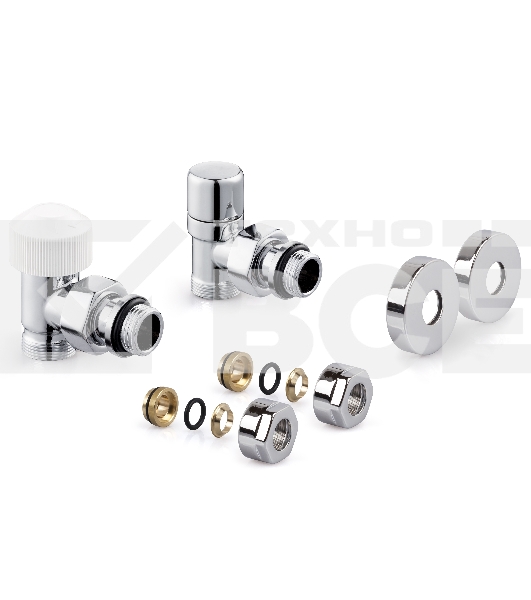 Набор термостатический для радиатора угловой Royal Thermo Design Pro 15 мм М30х1,5 (Хром)