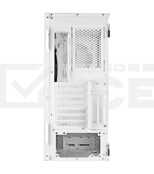 Компьютерный корпус Ginzzu GL 185 белый боковая дверца закаленное стекло на петлях на магнитах