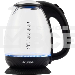 Чайник электрический Hyundai HYK-G3804 1.7л. 2200Вт черный (корпус: стекло)