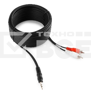 Кабель аудио Cablexpert CCA-458-10M-N, Jack 3.5(M)/2xRCA, 10м, черный, пакет