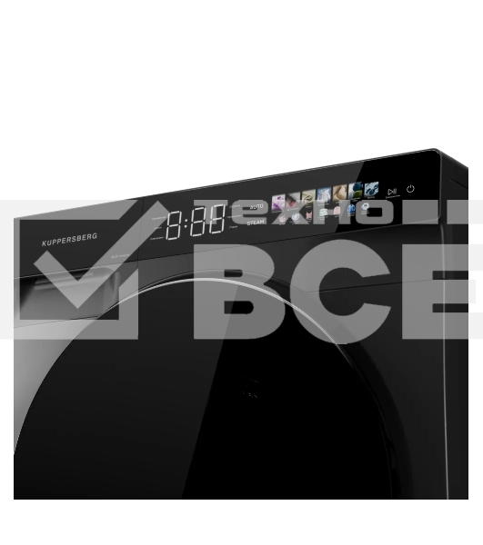 Стиральная машина KUPPERSBERG WM 590 GR, High-Tech, загрузка 12 кг, 16 программ, 1200 об/мин. сенсорное управление, инверторный двигатель, функция пара, отложенный старт, самодиагностика, блокировка от детей, энергоэффективность А+++, серый