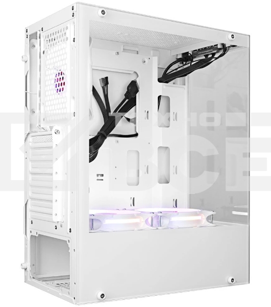 Компьютерный корпус Ginzzu CL310 ATX FAN 3*12LD4 FRGb передняя панель Стекло белый