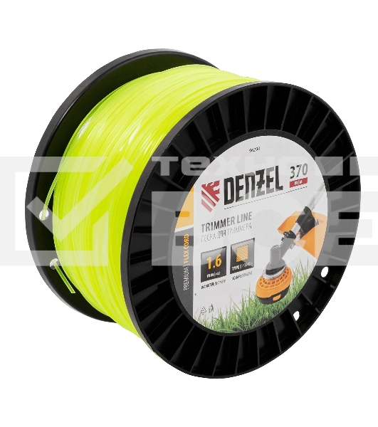 Леска для триммера Denzel квадрат 1,6мм х 370м, на DIN катушке FLEX CORD