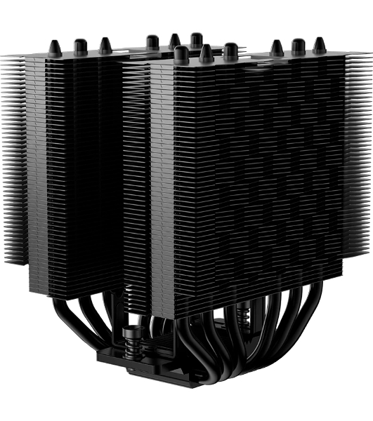 Кулер для процессора PCCooler RT620 PRO BK (250W, 4-pin PWM, 153mm, Al/Cu, 6x6mm, 2x120mm, 73.32CFM, 34.9dBA, 2200RPM, S: 1851/1700/1200/115X, AM5/AM4, черный)