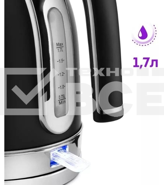 Чайник электрический Kitfort КТ-6102-1 черный с серебром