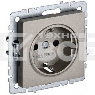 Розетка 1-местная IEK BRITE РС11-1-0-БрШ (BR-R11-16-K37) с заземлением, без защитных шторок, 16А, шампань