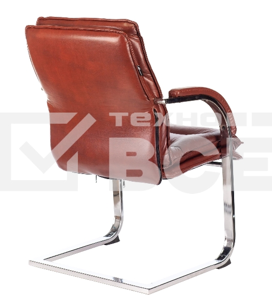 Кресло офисное Бюрократ T-9927SL-LOW-V Leather Eichel светло-коричневый, кожа, низк. спин. полозья металл хром