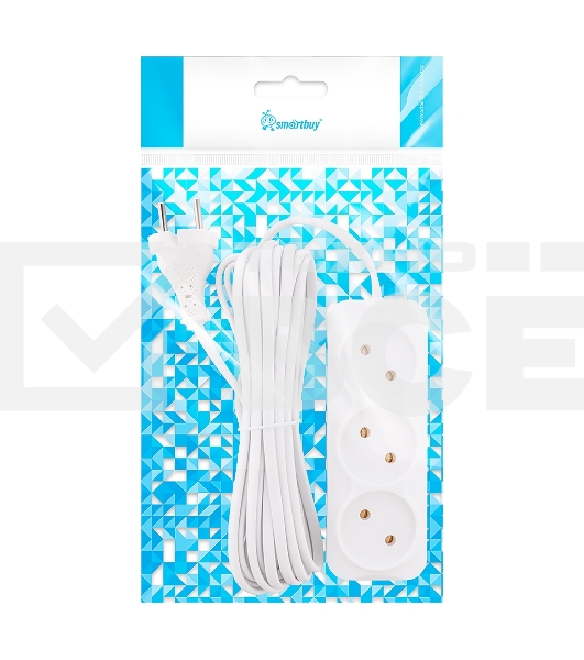 Удлинитель 3 гнезда 5 метров 6А/1,35 кВт без заземления ШВВП 2х0,75 (SBE-10-3-05-F)