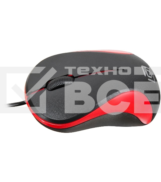Мышь проводная Oklick 115S черный/красный, 1200 dpi, USB, кнопки - 3