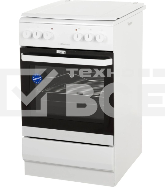 Плита электрическая Hansa FCEW54120 белый, конфорок 4 шт, духовка 62 л, 50 см x 85 см x 60 см