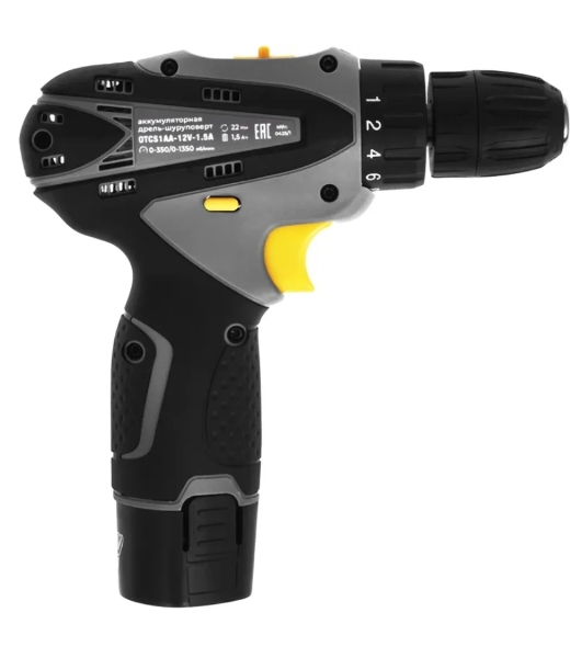 Дрель-шуруповерт Ovk Tools OTCS1AA-12V-1.5A, 12 В, 1,5 Ач, 26 Нм, щеточный