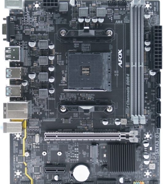 Материнская плата AFOX B550-MA-V4, AM4, AMD B550, 2xDDR4, 4xSATA, 1xM.2, 1xPCIe 3.0 x16, 1xPCIe 3.0 x1, 1xVGA, 1xHDMI, 1xDP, 1x1Gb LAN, 4xUSB-A 5Gbps, 2xUSB-A 2.0, 5.1, mATX