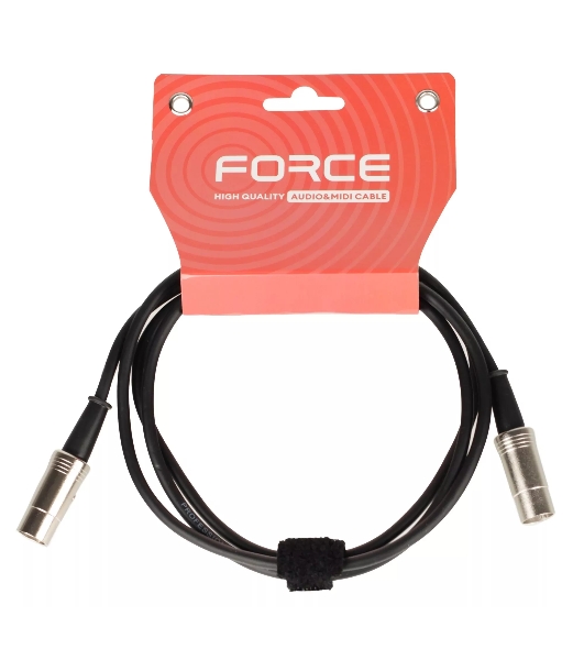 Кабель MIDI FORCE MCC-02/1.5MIDI DIN 5-pin - MIDI DIN 5-pin, высококачественный, диаметр 6 мм, для подключения синтезаторов, звуковых модулей и др. оборудования, профессиональные металлические разъемы, длина 1,5 м, черный