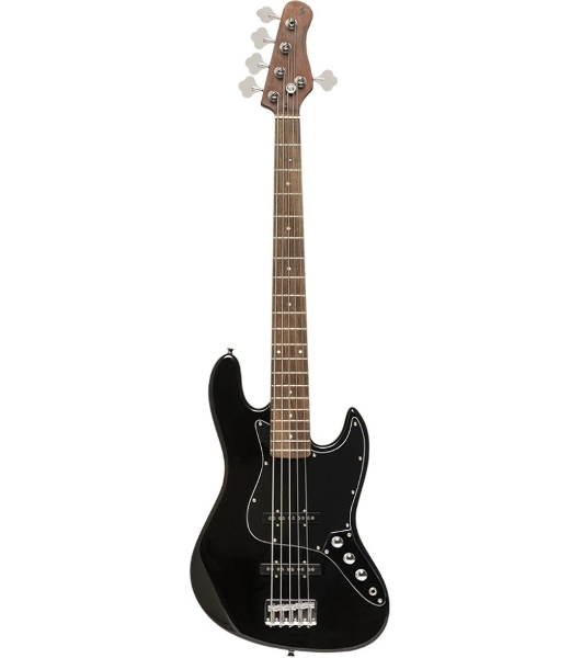 Бас-гитара STAGG SBJ-30 5S BLK 5-ти струнная форма Jazz Bass, корпус павловния, гриф клен, накладка грифа палисандр, 20 ладов, мензура 867 мм, колки никелированные, бридж JB Classic, звукосниматели 2xJB, регуляторы 2x громкости, 1x тона, цвет черный