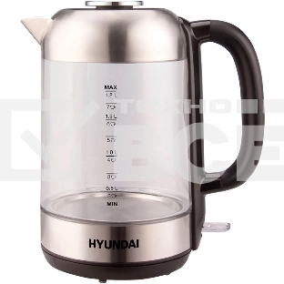 Чайник электрический Hyundai HYK-G4034 1.8л. 2200Вт черный/прозрачный (корпус: стекло)