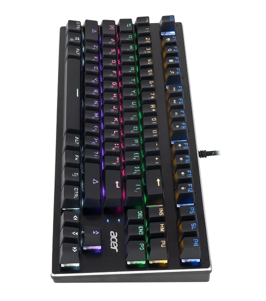 Клавиатура проводная Acer OKW126 механическая черный USB for gamer LED