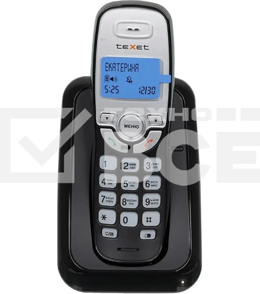 Радиотелефон teXet TX-D6905A черный (громкая связь,телефонная книга на 50 имен и номеров, определитель номера, будильник)