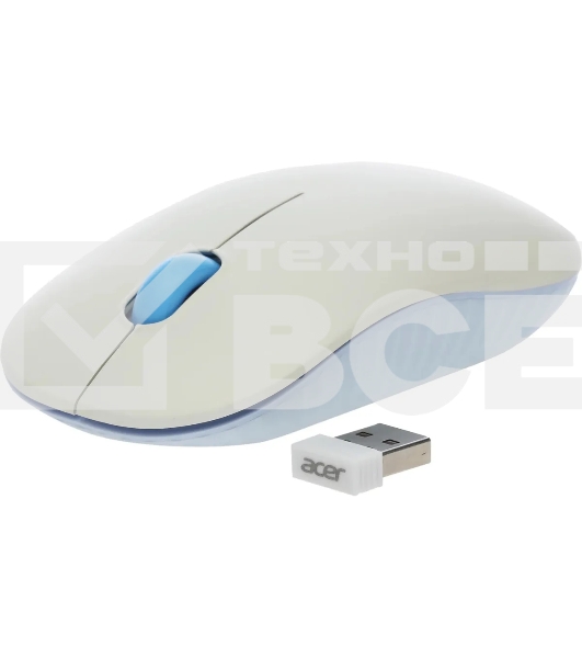 Мышь беспроводная Acer OMR205 белый/голубой, 1200 dpi, радиоканал, USB, кнопки - 3