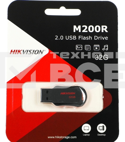 Флеш диск Hikvision 32Gb HS-USB-M200R/32G USB2.0 черный