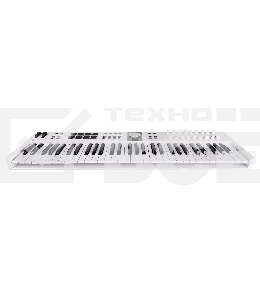 Клавиатура MIDI [231531] Arturia [KeyLab Essential 61 mk3 White] 61 клавиша, LCD дисплей, 9 энкодеров, 8 пэдов, 9 фейдеров, 12 кнопок управления, колеса высоты тона и модуляции, 1/4