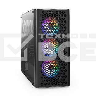 Компьютерный корпус Miditower ExeGate EVO-9202 (ATX, без БП, с окном, 1*USB+1*USB 3.0, аудио, 3 вент. 12см с RGb подсветкой)