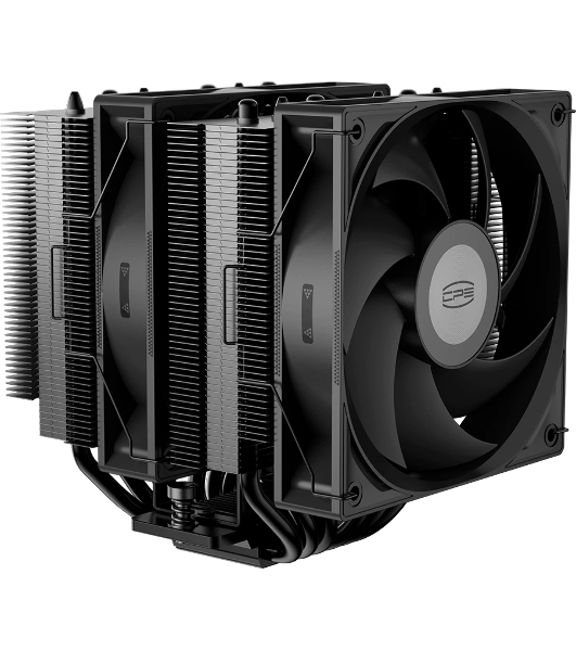 Кулер для процессора PCCooler RT620 PRO BK (250W, 4-pin PWM, 153mm, Al/Cu, 6x6mm, 2x120mm, 73.32CFM, 34.9dBA, 2200RPM, S: 1851/1700/1200/115X, AM5/AM4, черный)